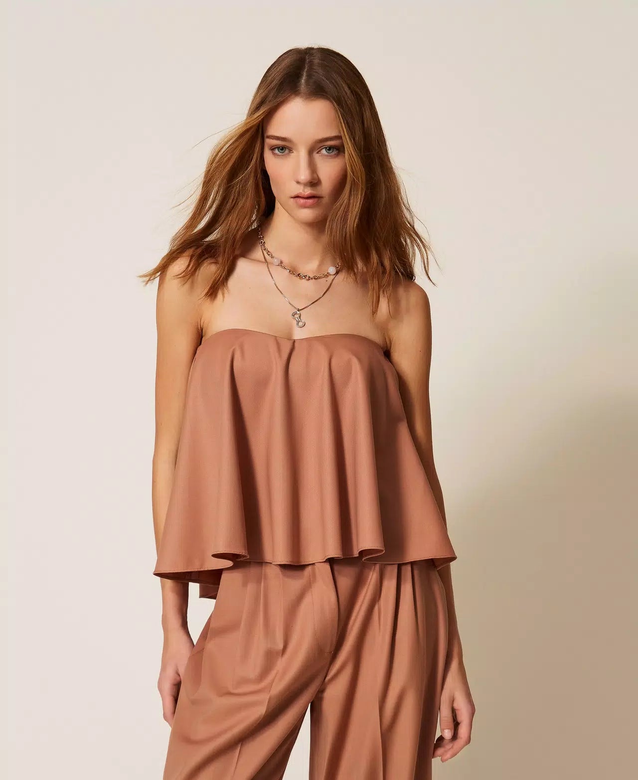 Wool blend bustier top