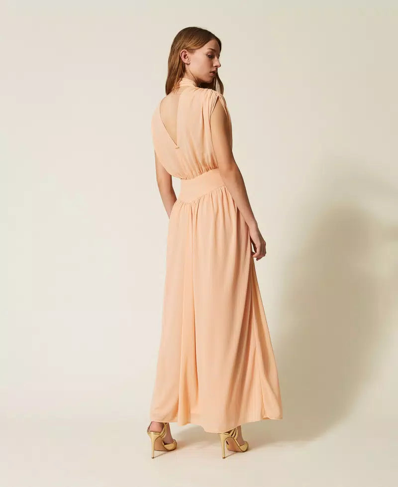 Vestido comprido com franzido