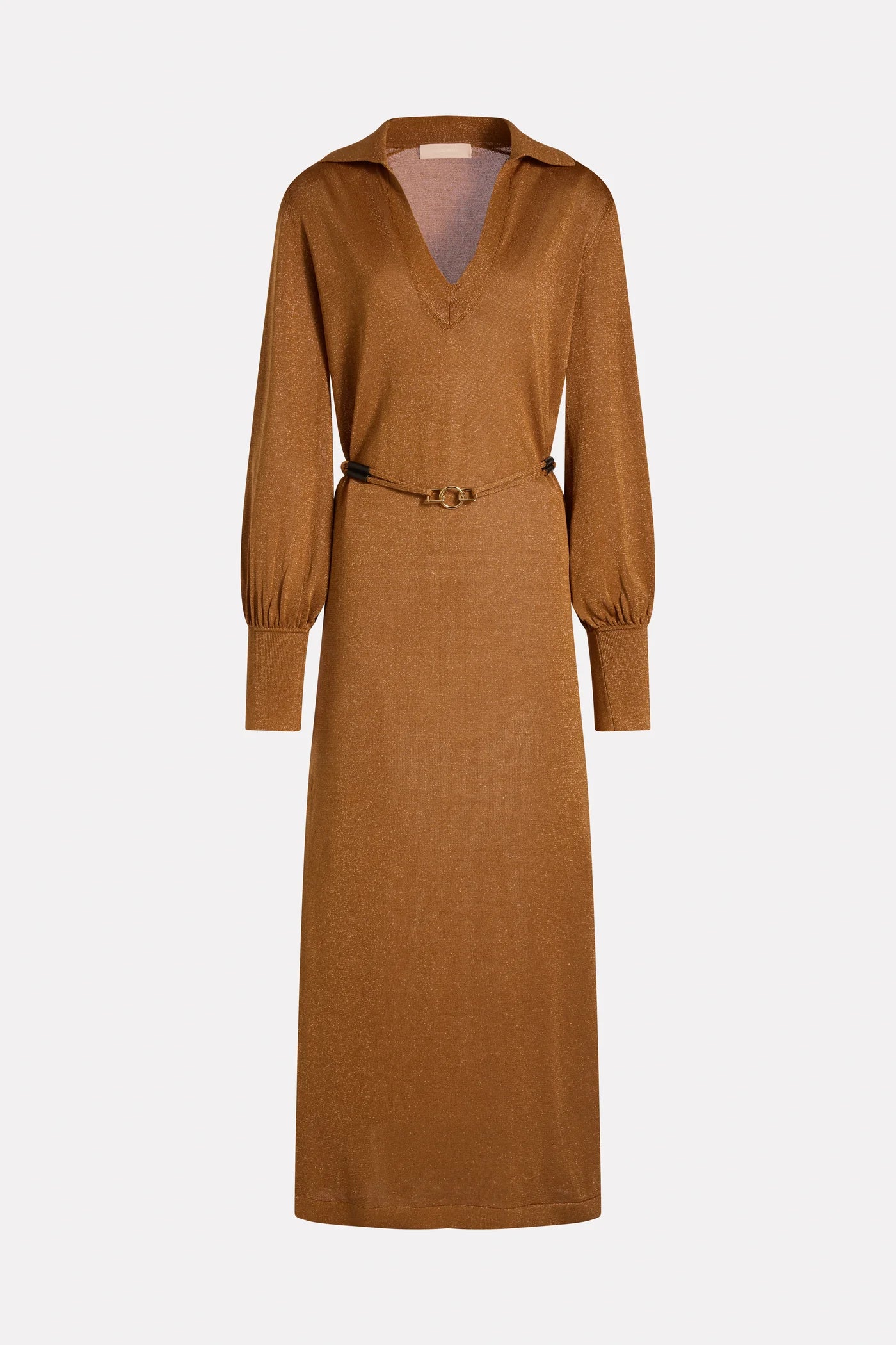 VESTIDO-CAMISEIRO EM LAMÉ