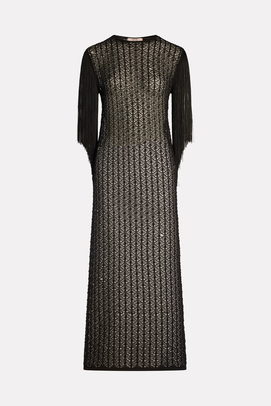 VESTIDO EM MALHA RENDADA DE VISCOSE