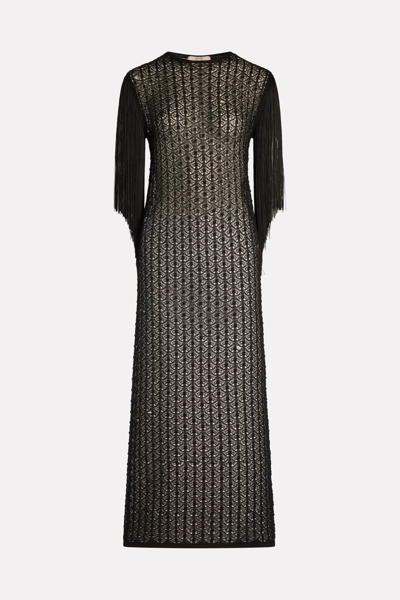 VESTIDO EM MALHA RENDADA DE VISCOSE