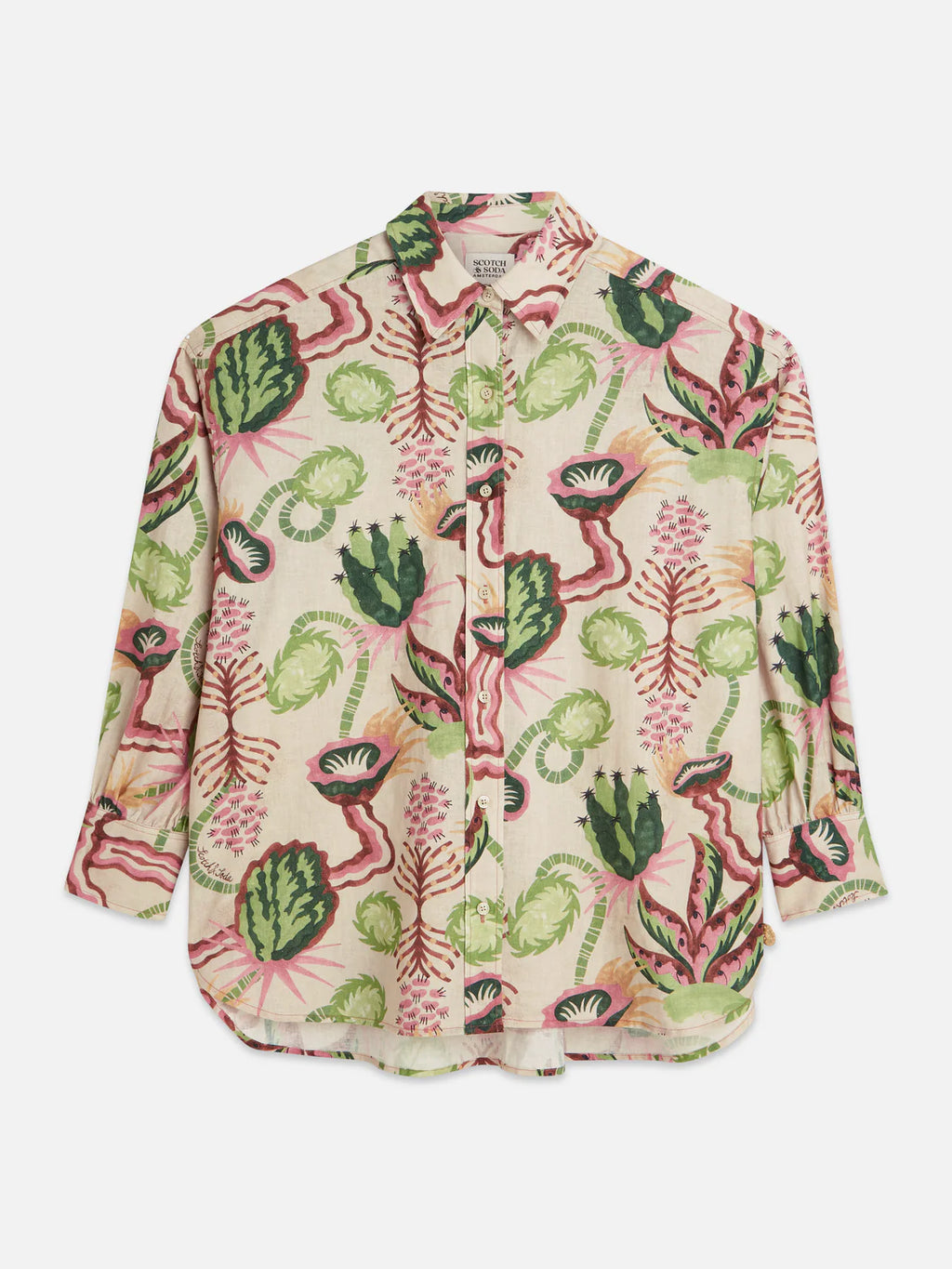 CAMISA EM MISTURA DE LINHO ESTAMPADA