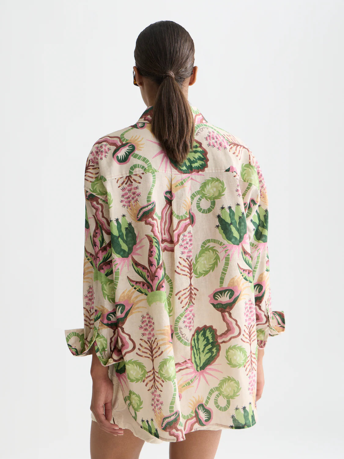 CAMISA EM MISTURA DE LINHO ESTAMPADA