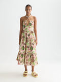 VESTIDO MIDI HALTER EM ALGODÃO SEERSUCKER COM DECOTE EM GOTA