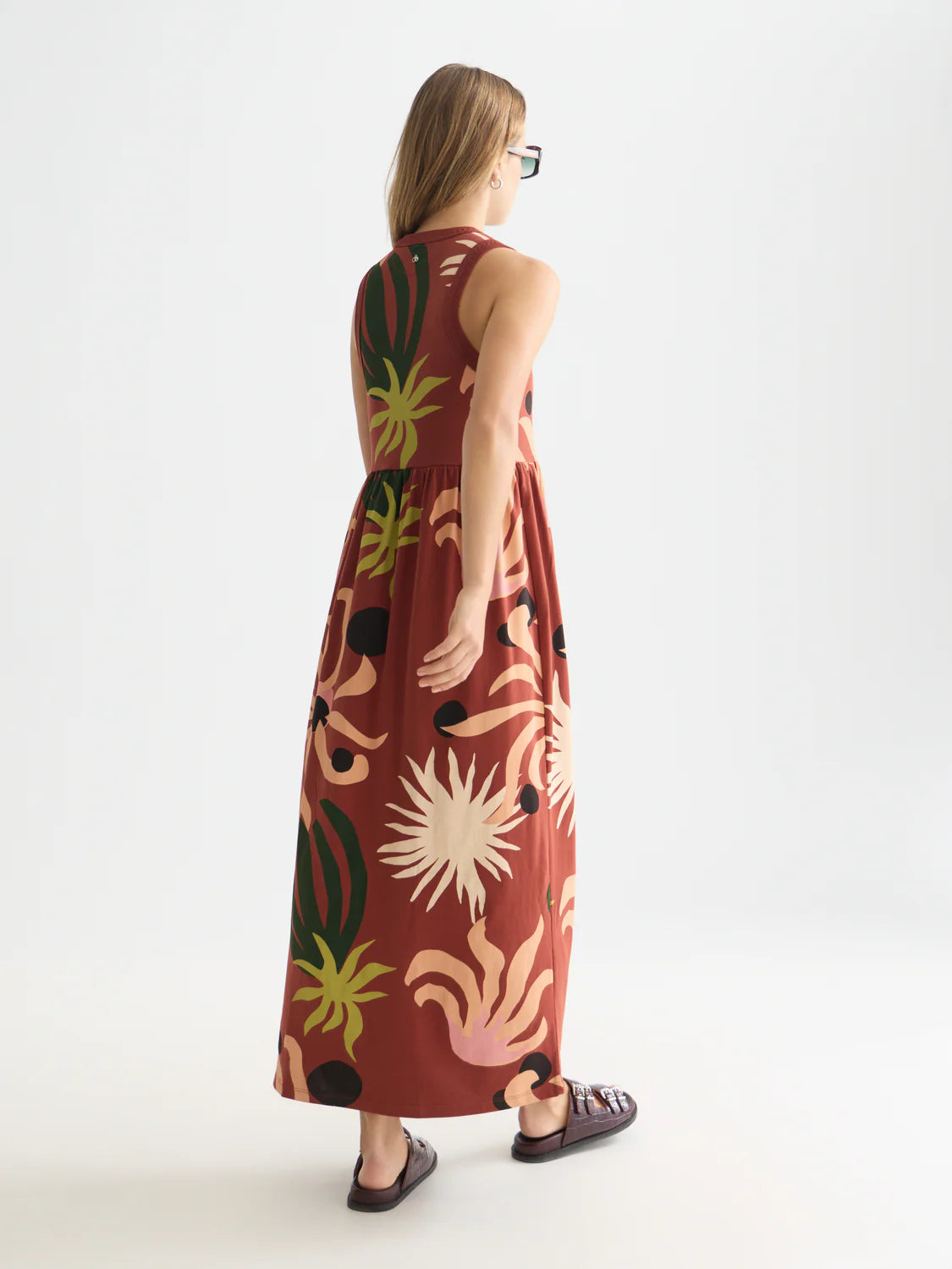 VESTIDO MIDI DE ALÇAS ESTAMPADO